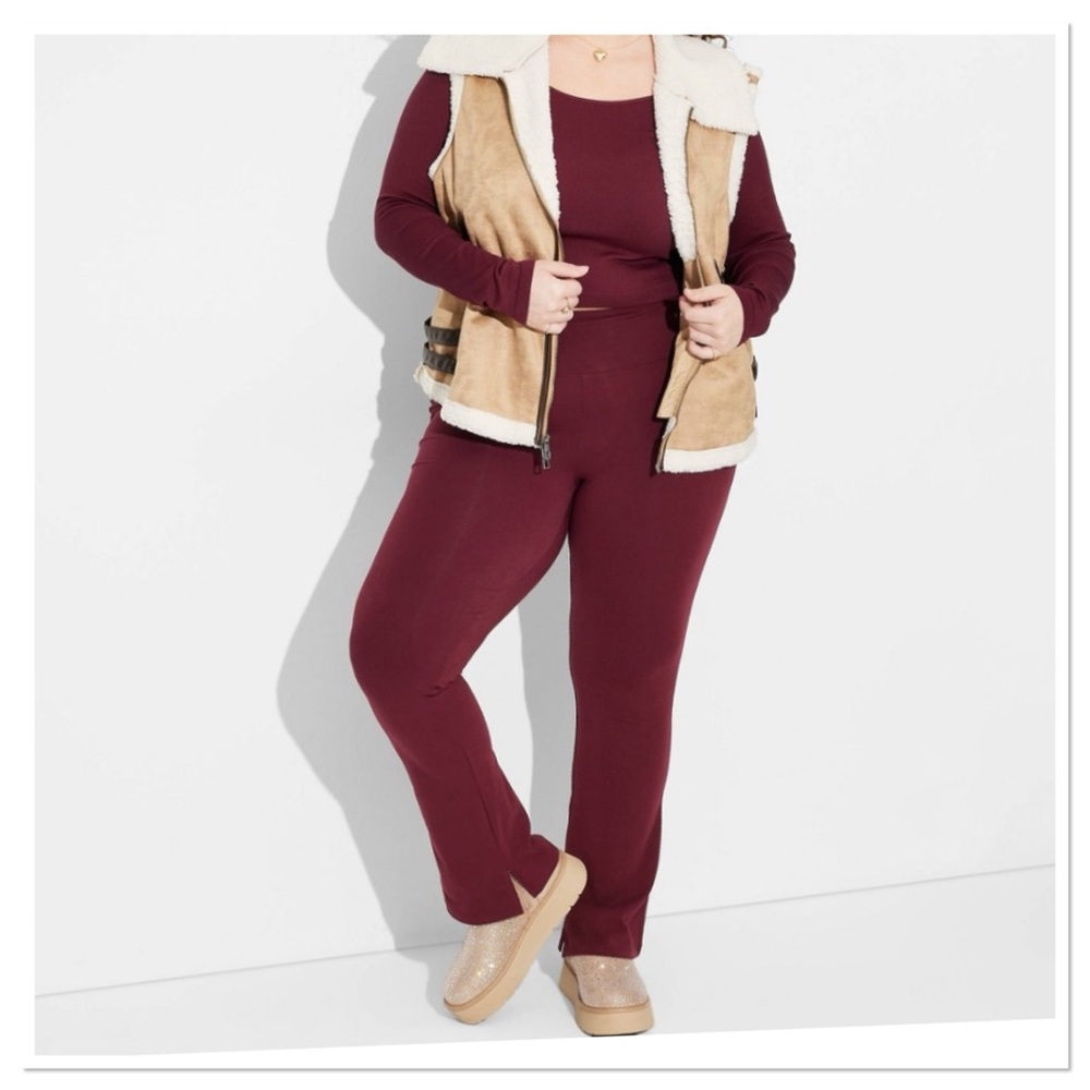 Women's High Waisted Stovepipe Leggings Burgundy Pants Wild Fable